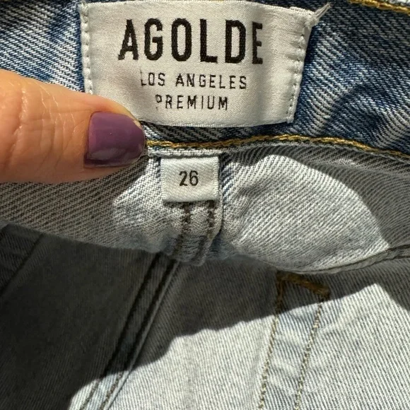 Agolde Parker Vintage Cutoff Shorts Button Fly Distressed in swampmeet size 26 - Picture 2 of 10